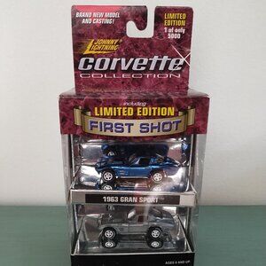 Johnny Lightning 1:64 First Shot Corvette Blue & Raw 1963 Gran Sport Coupe Blue